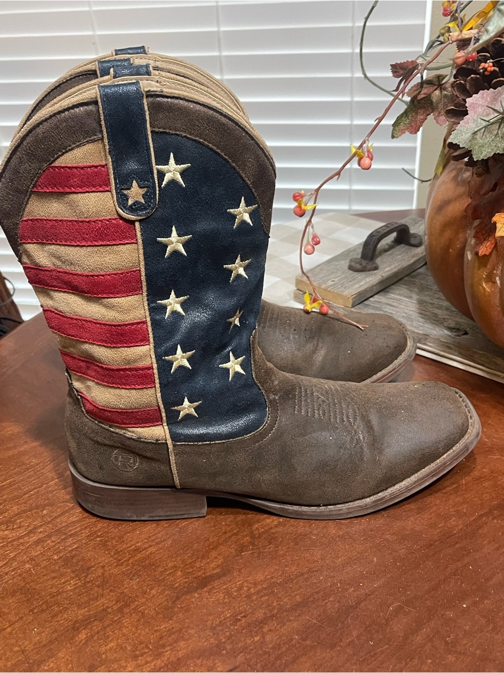 Roper Men's American Flag Patriotic Square Toe Mid Calf Boots